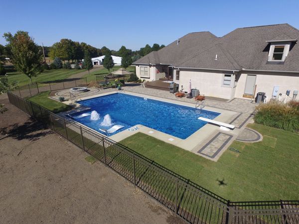 Vinyl liner inground pool with paver deck, installed 2018