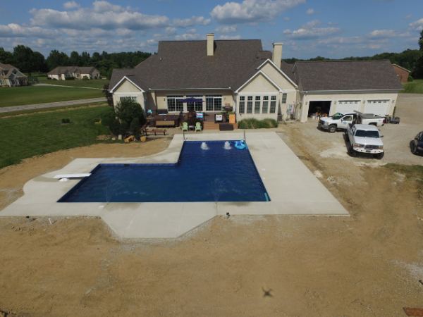Rectangle vinyl liner inground pool with diving board, installed 2019