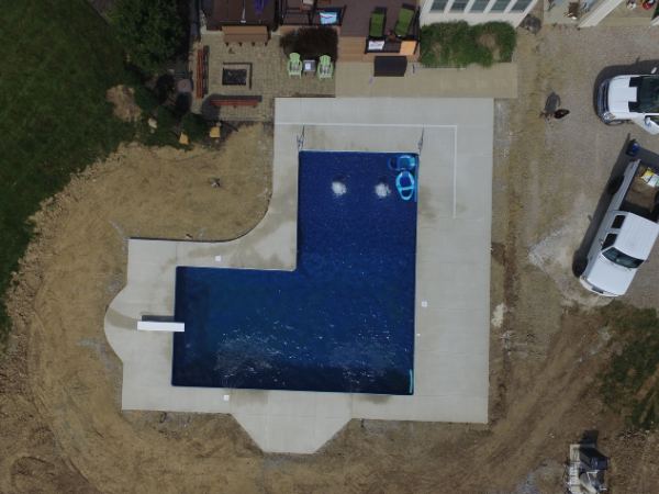 Rectangle vinyl liner inground pool with diving board, installed 2019