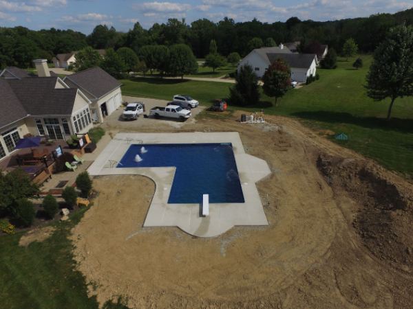 Rectangle vinyl liner inground pool with diving board, installed 2019