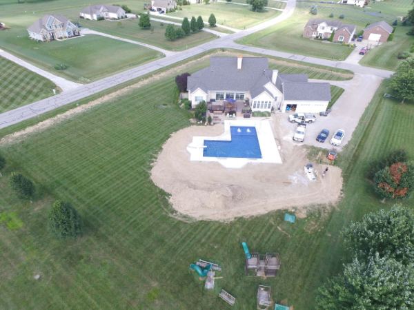 Rectangle vinyl liner inground pool with diving board, installed 2019
