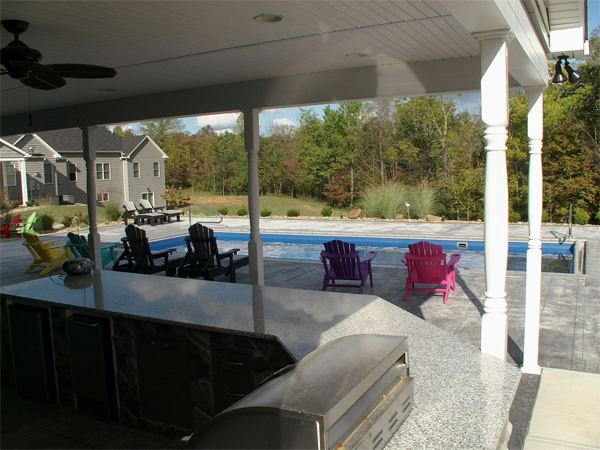 Inground fiberglass swimming pool in a Central Ohio backyard by The Pool People of Ohio