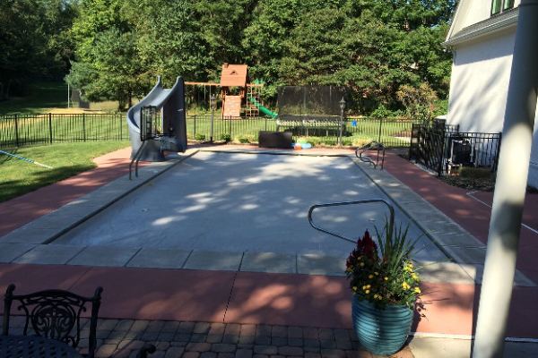 Inground fiberglass swimming pool in a Central Ohio backyard by The Pool People of Ohio
