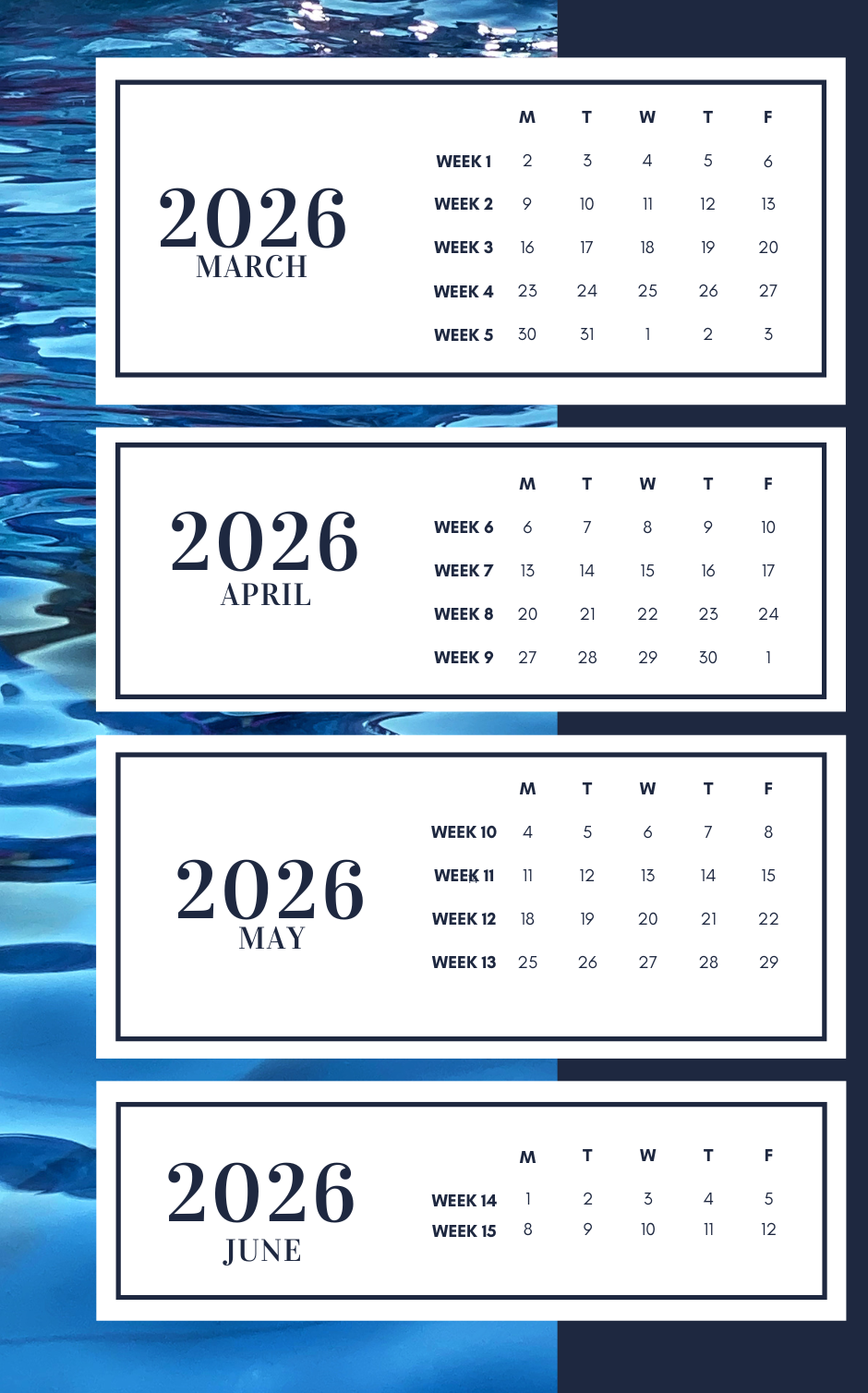 The Pool People pool opening schedule calendar